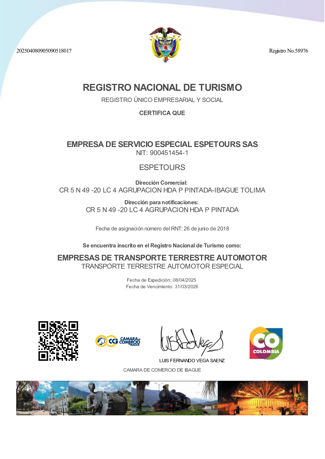 Registro Nacional de Turismo Espetours